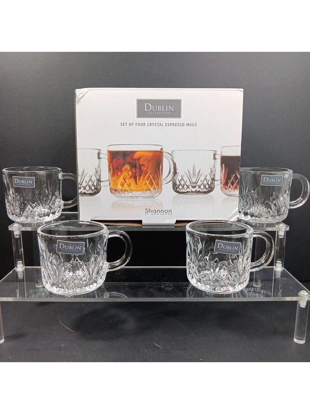 Set Of 4 Crystal Godinger Dublin Espresso Cups Shannon By Godinger Glasses Mugs